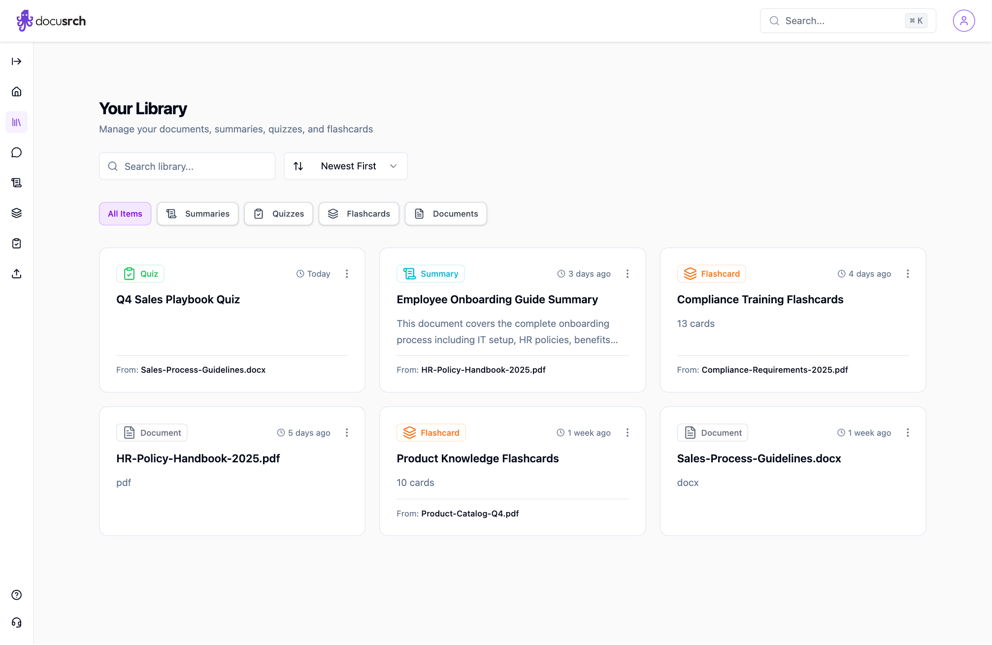 docusrch for businesses interface